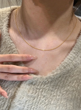 钛钢细素链项链女仿真金色不掉色基础百搭光面锁骨链通勤叠戴裸链