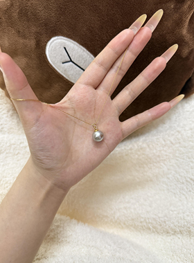 留学生气息~逼真奥地利灰色大珍珠显白项链质感高级ins风礼物