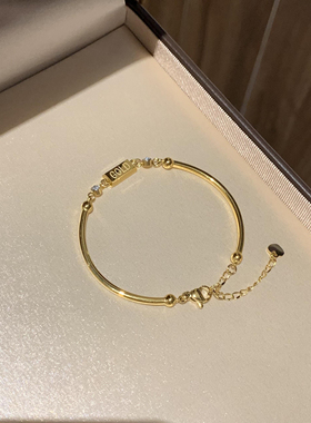 富家千金标配！设计感小金条字母手镯女简约高级感镶钻不掉色手饰