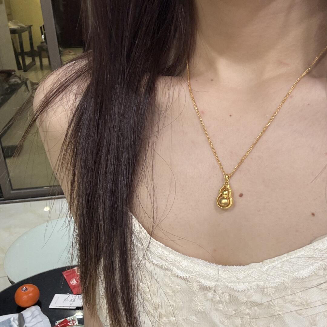 金店同款福禄古法仿真金葫芦项链吊坠时来运转精致包金百搭挂坠