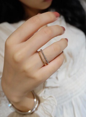 不掉色珠珠细戒指钛钢可水洗