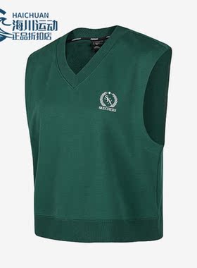 Skechers/斯凯奇正品女子新款V领复古针织背心马甲P423W046-02A2