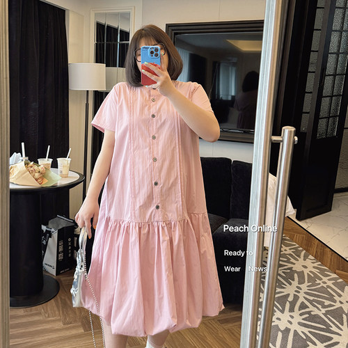 大码女装夏日系花苞显瘦连衣裙