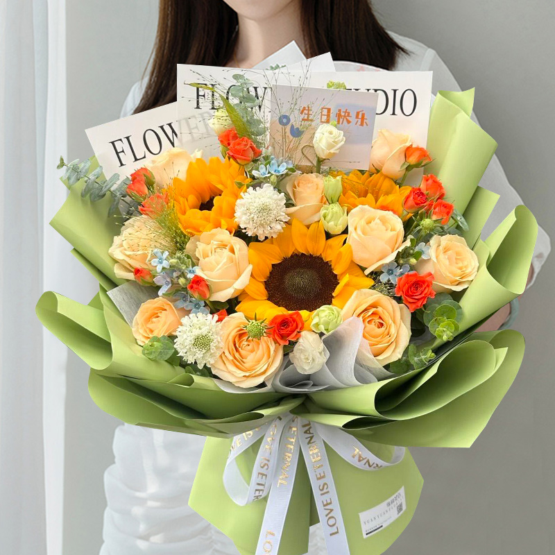 向日葵混搭花束生日鲜花速递全国同城北京上海深圳小时达花店配送