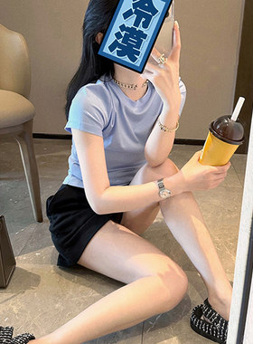 液氨长绒棉高支纯棉修身基础简单休闲短袖t恤女2024新款夏季上衣