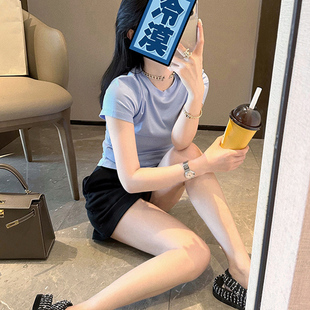 液氨长绒棉高支纯棉修身基础简单休闲短袖t恤女2024新款夏季上衣