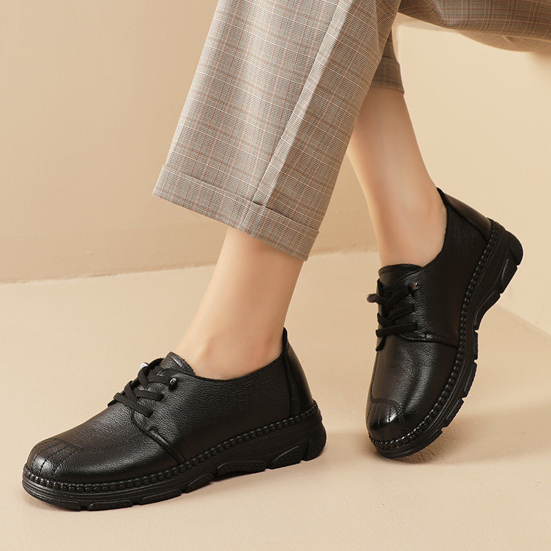 中年女式真皮鞋复古全牛皮单鞋休闲平底女鞋春季中老年软底妈妈鞋,女鞋,深口单鞋,淘宝优惠券,粉丝福利购,淘宝优惠卷