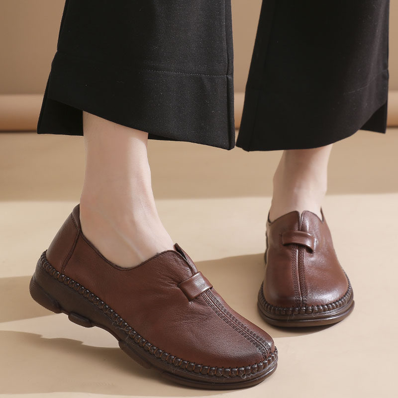 老太太软底软牛皮鞋防滑平底老人单鞋一脚蹬中老年妈妈鞋真皮女鞋,女鞋,深口单鞋,淘宝优惠券,粉丝福利购,淘宝优惠卷