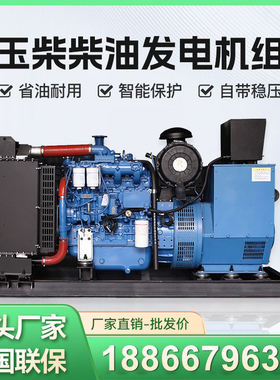 玉柴柴油发电机30/50/100kw纯铜无刷发电机组380V备用发电机组