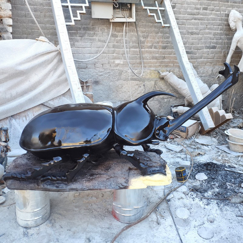 仿真玻璃钢大虫子雕塑大脚仙甲壳虫摆件独角仙昆虫科大型模型定制