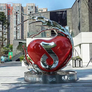 户外精品亮面不锈钢爱心浪花雕塑定制心血来潮心情澎湃主题雕像