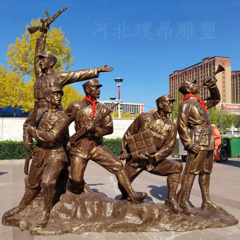 大型玻璃钢红军群雕仿铜人物雕塑八路军抗战英雄组雕永远的丰碑