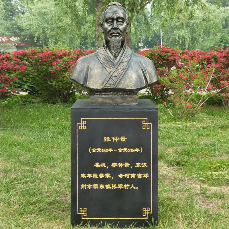 古代十大名医玻璃钢胸像雕塑仿铜人物头像半身像金色名人雕像定制