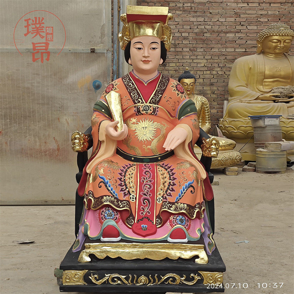 天后娘娘妈祖铜像王母彩绘雕像黄铜铸造圣母雕塑寺庙神像手工定制