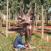 抽象双人跳舞人物雕塑 户外仿铜园林舞者雕像 玻璃钢舞蹈大型摆件