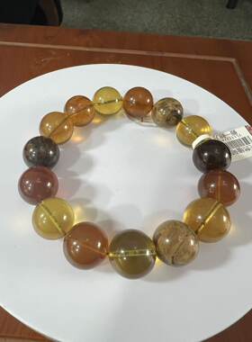 【莓莓珠宝】天然缅甸琥珀多宝14mm手串