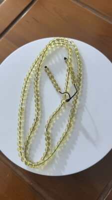 【莓莓珠宝】天然缅甸琥珀净水蓝珀4mm108项链