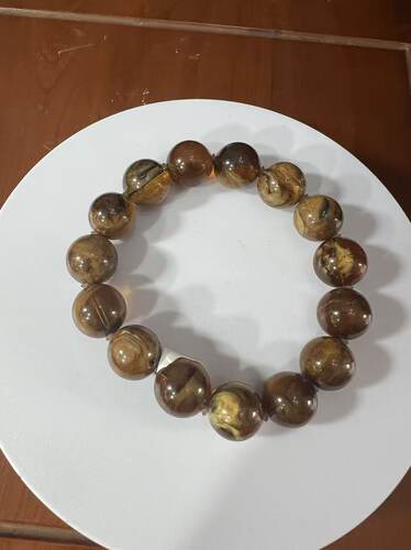 【莓莓珠宝】天然缅甸琥珀溶洞14mm手串