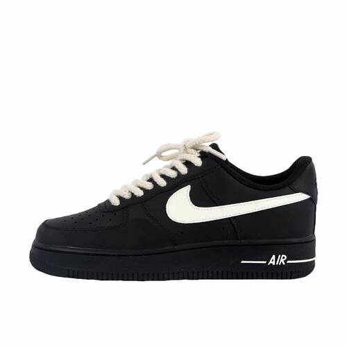 【定制球鞋】Nike Air Force 1 麻绳黑空军 板鞋 低帮 复古百搭