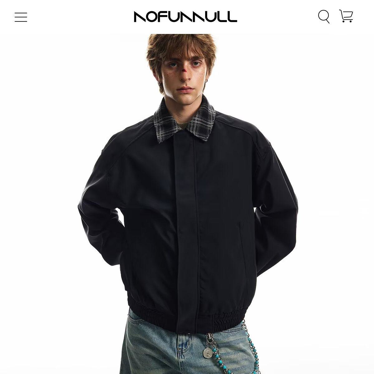 春季美式复古美拉德拼接假两件夹克男宽松格子百搭外套上衣潮，男装夹克，星座208-1