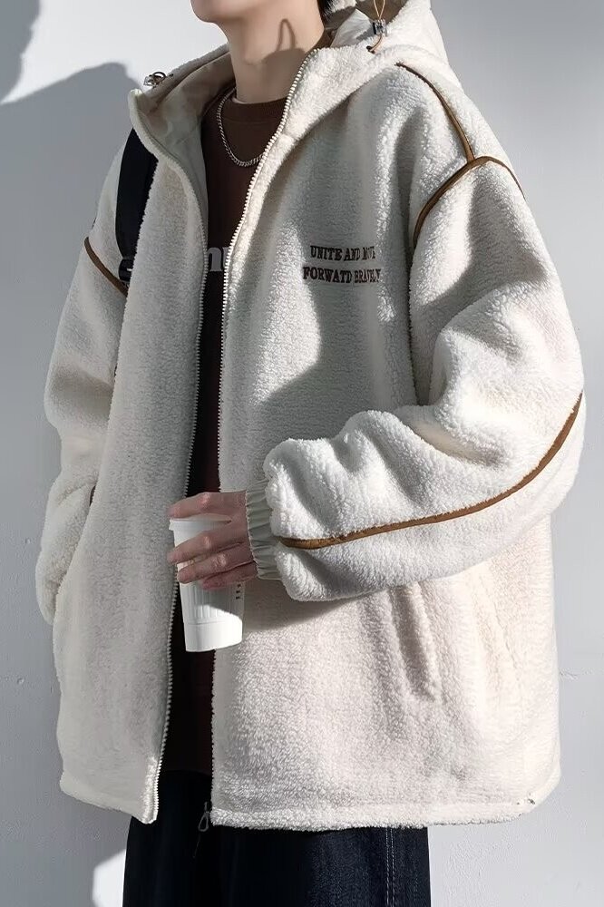 摇粒绒外套棉衣男生2025新款春秋冬季潮牌加绒加厚羊羔绒冬装棉服,男装棉衣,星座208-1