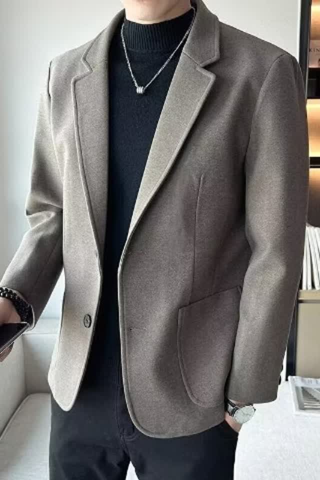 男士高品质加厚毛呢子西装外套修身时尚厚款便西单西服LZ342P75,男装西服套装,星座208-1