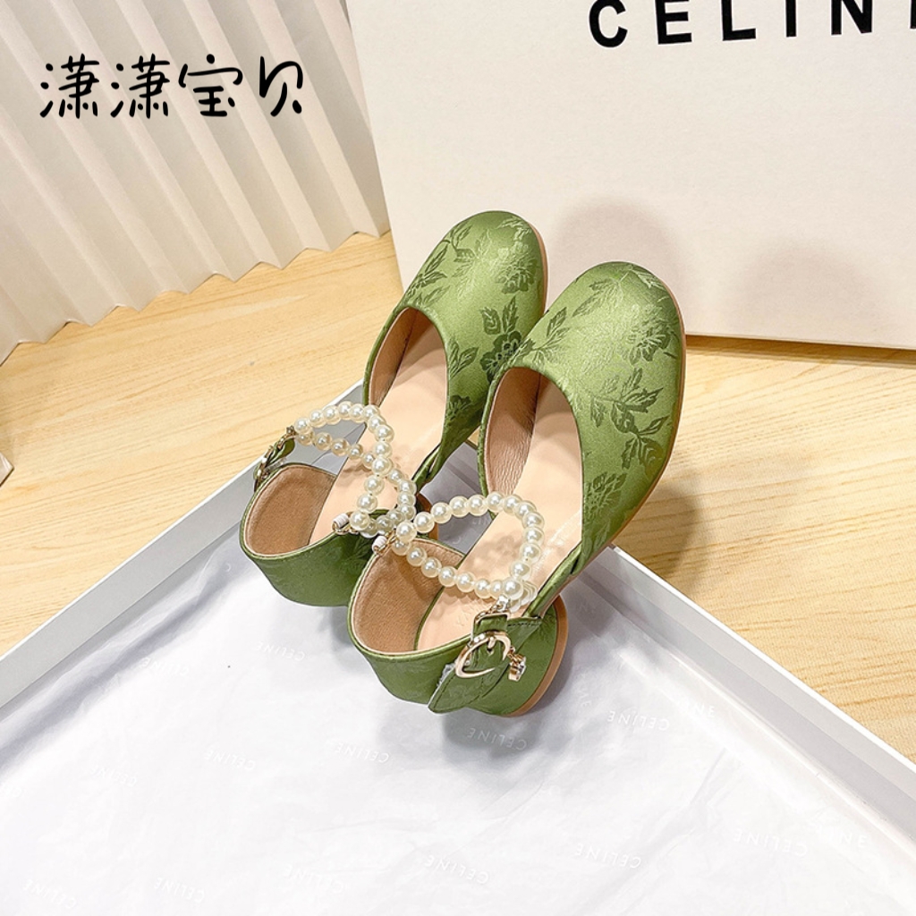 新中式国风女童玛丽珍高跟鞋配汉服凉鞋中大童马面裙公主儿童皮鞋