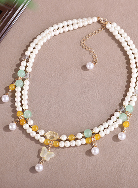 汉服璎珞古风项链珍珠软璎珞锁骨链简约宋制唐风坦领新中式配饰