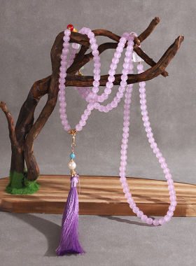 国风紫色璎珞项链汉服旗袍配饰