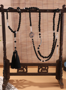 新中式百搭黑色旗袍古风汉服璎珞