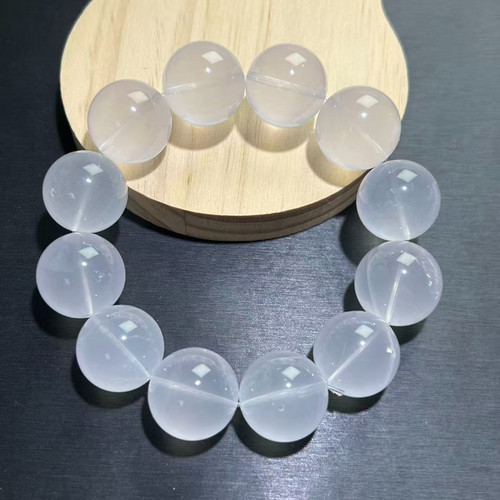 奶白水晶手串白水晶手链奶粉水晶大卡百搭白幽灵白阿赛水晶