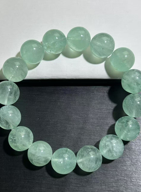 薄荷绿萤石手串绿萤石手链蓝绿萤石羽毛萤石女款手串DIY珠宝单圈
