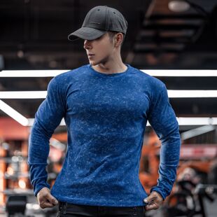 秋冬季美式运动T恤男长袖德绒上衣跑步训练健身服加绒休闲打底衫