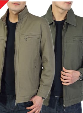 包邮全棉中老年爸爸装立领夹克衫