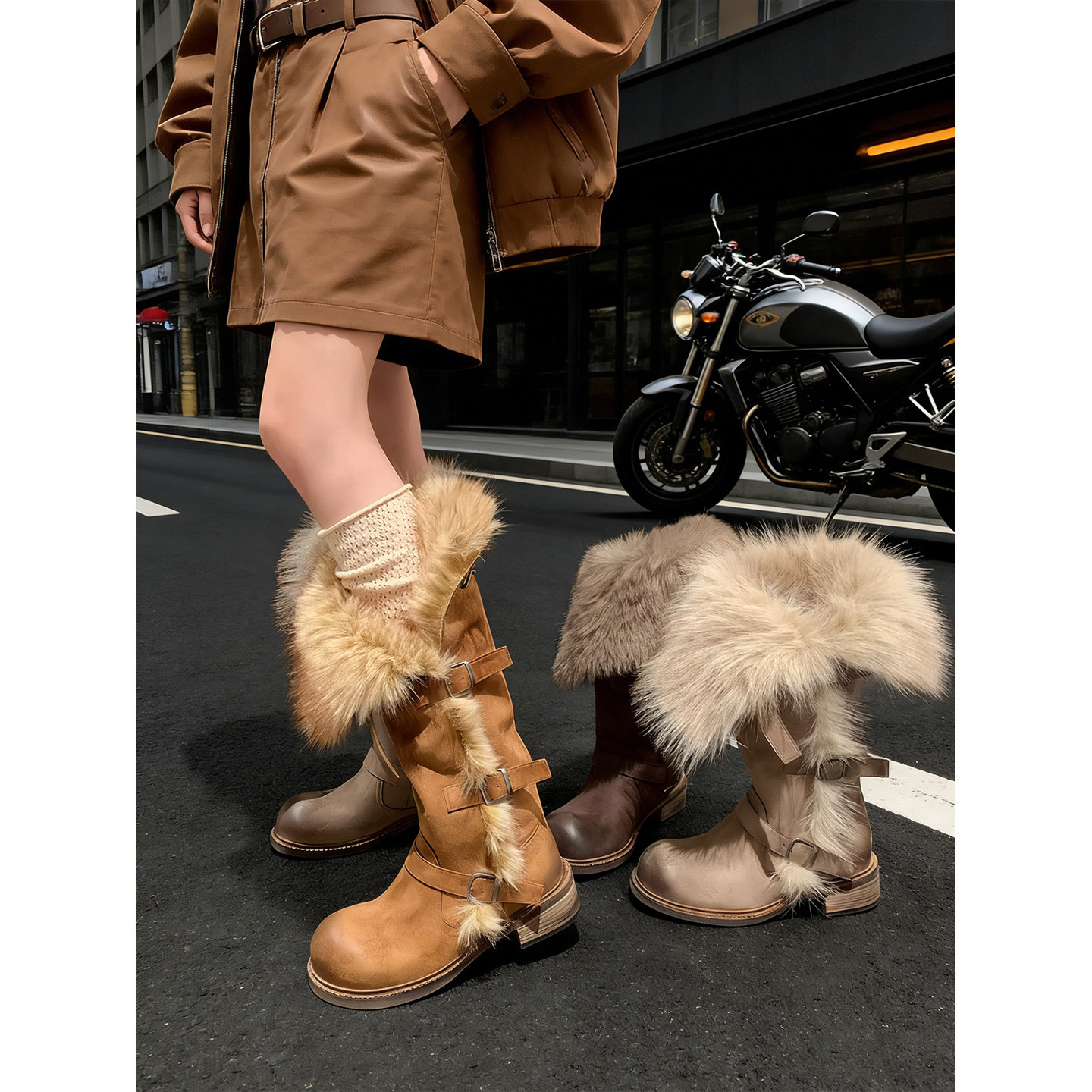 莫斯科式冬瘦瘦靴加绒马丁靴棉鞋