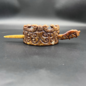 雪花玉发冠玉帽冠玉凤凰簪子玉冠复古玉簪汉服发饰头饰男女款 玉冠