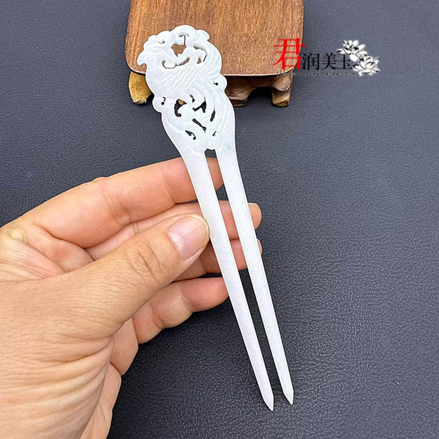 新款琉璃凤雏双插发簪仿白玉簪