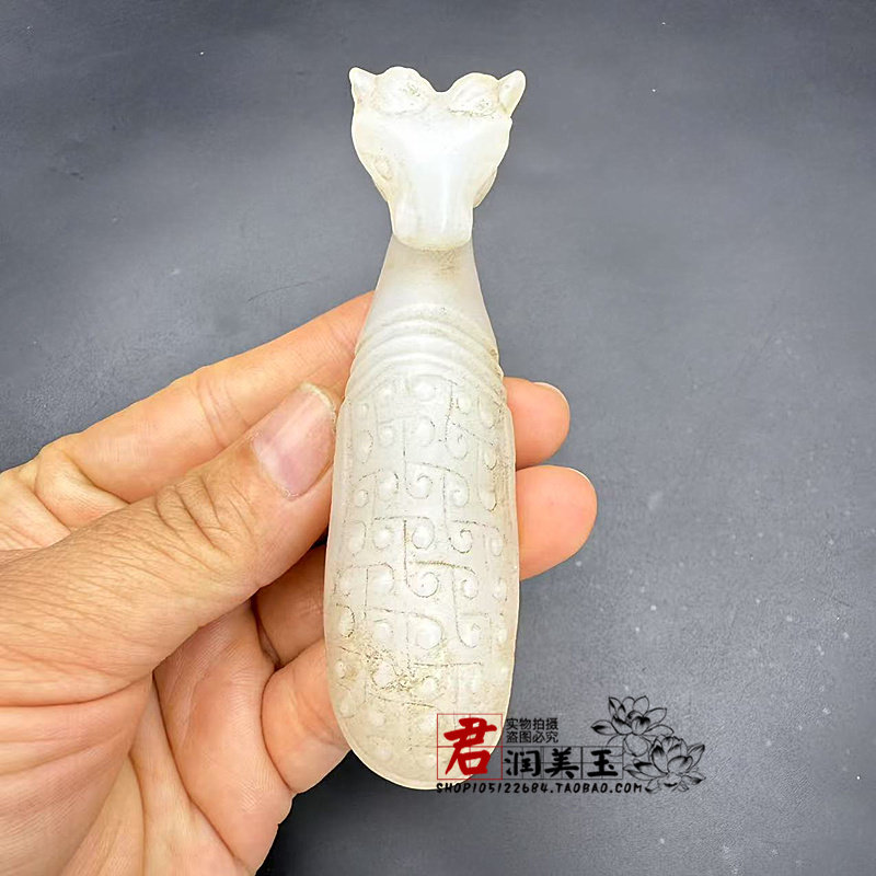 琉璃羊头带钩把件仿古明清挂钩