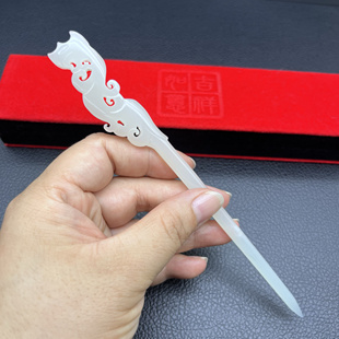 发簪头饰仿白玉龙纹玉簪子琉璃发饰琉璃古风汉服头饰古龙簪子复古