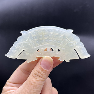 岫玉玉璜玉佩汉晋风创意造型头饰发饰玉冠国风古韵汉服吊坠弧形玉