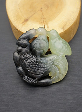 岫玉水墨风安居乐业冠上加冠