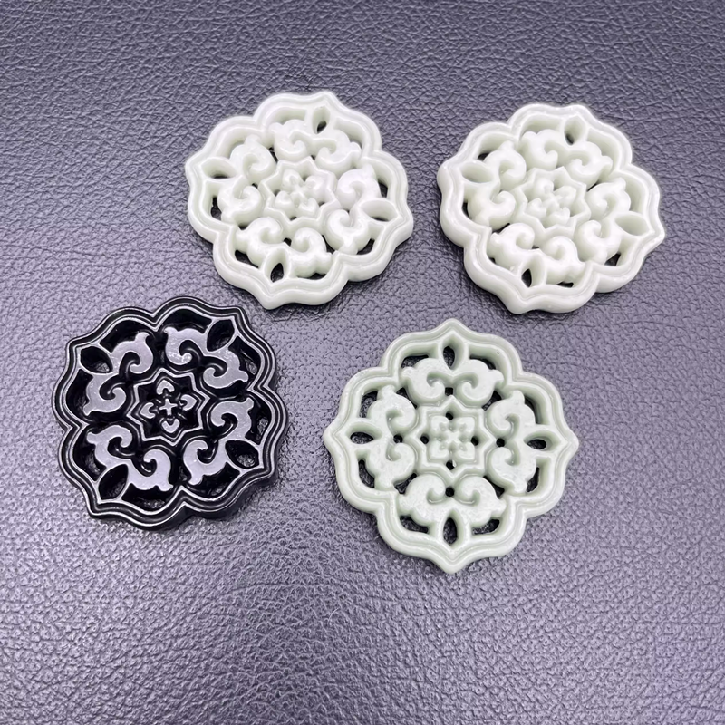 翠玉镂空如意花雕菱形玉片玉坠吊坠挂件古风汉服腰佩璎珞颈饰玉牌