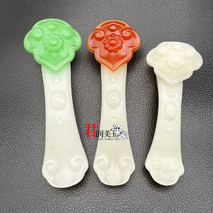 川白玉如意笔架笔搁摆件玉石如意吉祥物腰佩挂件吊坠diy 配饰挂饰