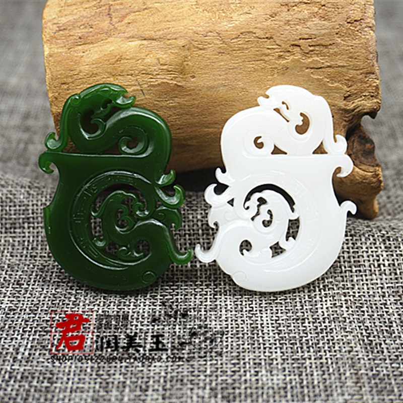 仿玉仿古龙凤吊坠挂件DIY古典挂坠双面镂空玉佩玉坠装饰道具配饰