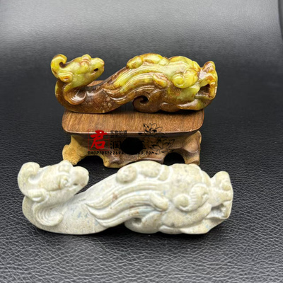 岫玉仿古雕刻龙头玉带钩战汉仿古龙腰带挂钩笔架摆设影视汉服挂饰