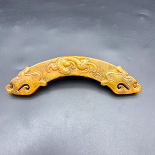 岫玉双龙玉璜玉佩仿古明清貔貅弯璜玉璧锁骨链项链坠汉服腰佩挂饰