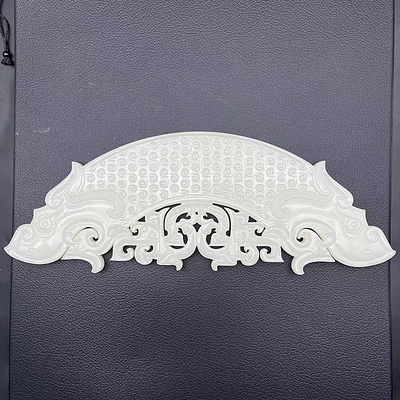 琉璃仿白玉双龙仿玉璜仿古双面雕刻蝌蚪纹半壁靠山壁摆件拍摄道具