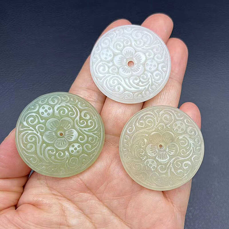 玉如意双面雕刻平安扣项坠