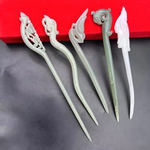 和田玉凤头发簪玉簪古风玉石发钗民族风头饰汉服发饰明清款玉簪子