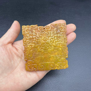 雪花玉兽面玉牌玉佩仿古做旧回云纹吊坠挂件古风汉服腰佩流苏饰品